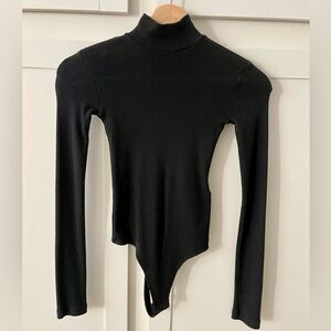 All Saints Black Ribbed Long Sleeve Bodysuit Mock Neck NWOT